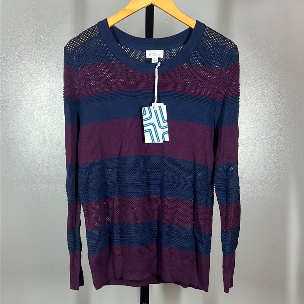 Market & Spruce Blue and Purple Long Sleeve Tee